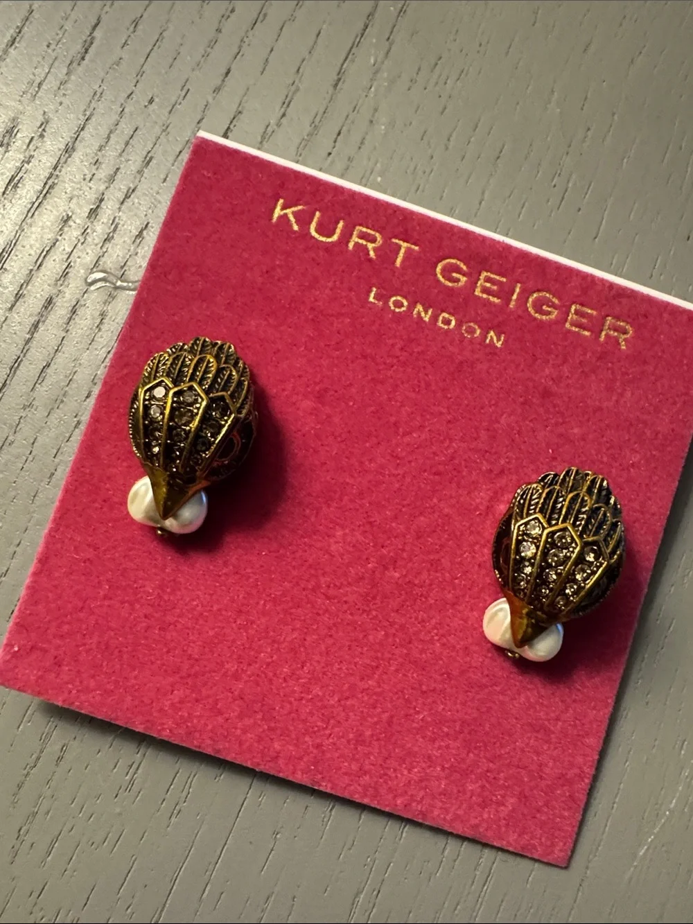 Kurt Geiger Gold Tone Eye Motif Stud with Faux Pearl